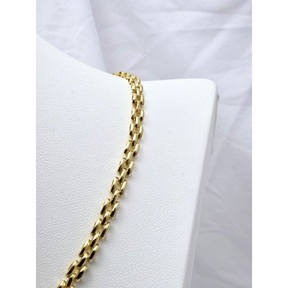 Unique 18K Yellow Gold Designer Cabochon Sapphire & Diamond Link Chain Necklace - Picture 14 of 16